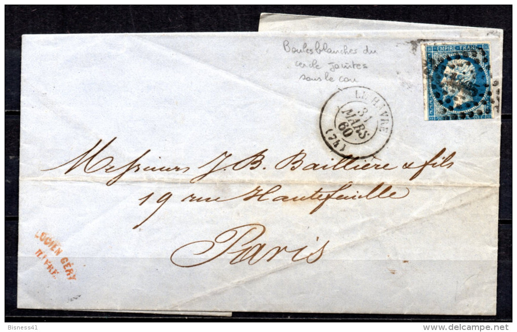5/ France  : N° 14 SUR  LETTRE   , Cote : 5,00 € , Disperse Belle Collection ! - 1853-1860 Napoléon III