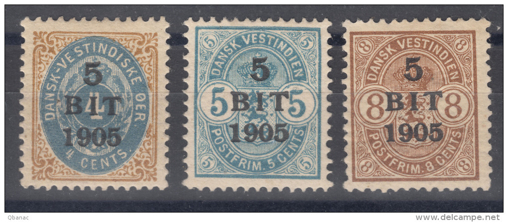 Denmark Danish Antilles (West India) 1905 Mi#38-40 Yvert#24-26 Mint Hinged - Danemark (Antilles)