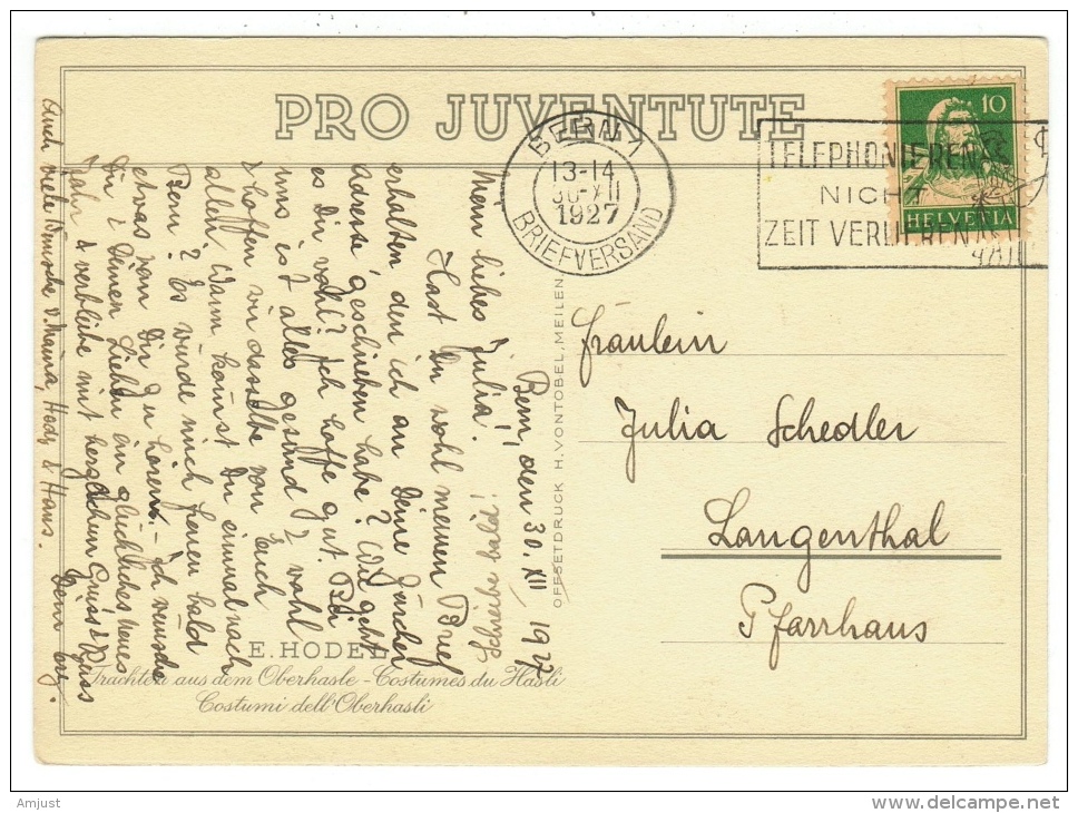 Suisse//Schweiz//Svizerra // Switzerland//Pro-Juventute // Carte Pro-Juventute 1927 No. 139 - Lettres & Documents