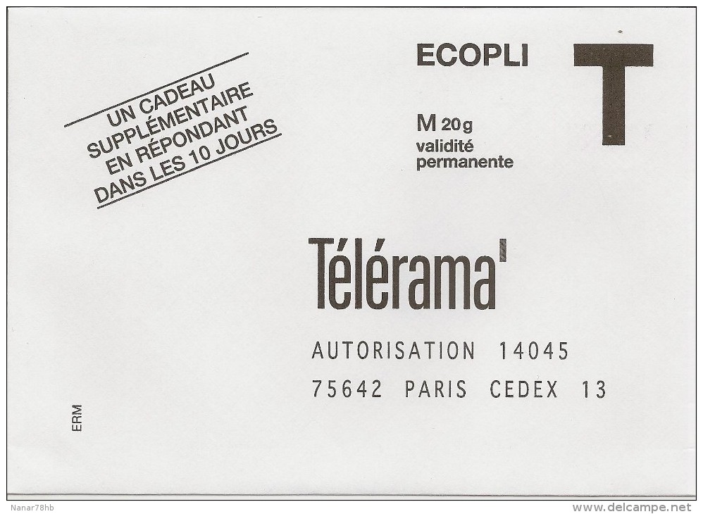 Enveloppe T Télérama (écopli) - Cards/T Return Covers