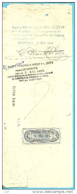 60 Op Mandat (vanuit EPERNAY) Met Stempel BRUXELLES + Verso Fiscale Zegel Met Firmaperforatie (perfin) "S.F." - 1863-09