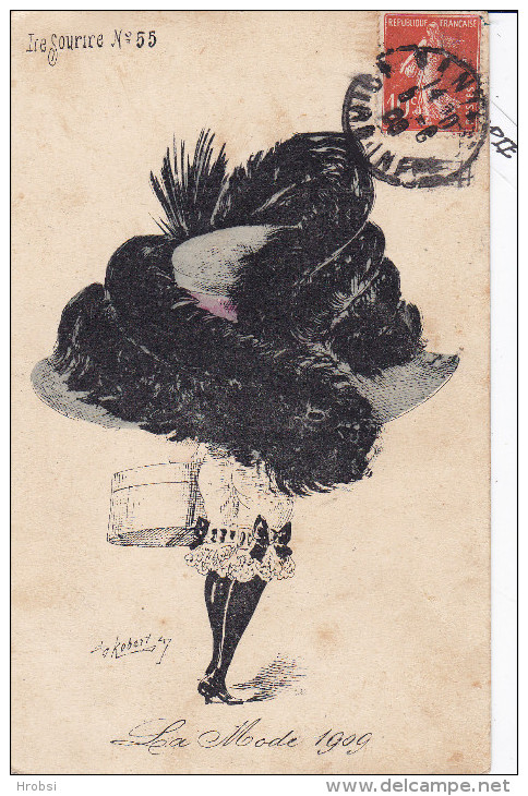 Illustrateur ROBERTY ,la Mode En 1909 ,  Le Sourire N 55, Taches D'encre Du Cachet - Robert