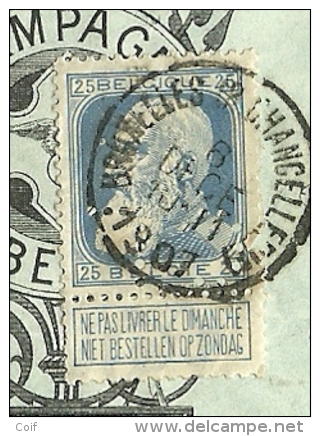 76 Op Mandat (vanuit REIMS) Met Stempel BRUXELLES + Verso Fiscale Zegel Met Firmaperforatie (perfin) "C.L." - 1863-09