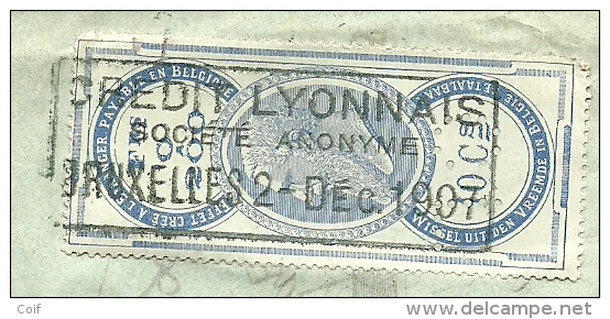 76 Op Mandat (vanuit REIMS) Met Stempel BRUXELLES + Verso Fiscale Zegel Met Firmaperforatie (perfin) "C.L." - 1863-09
