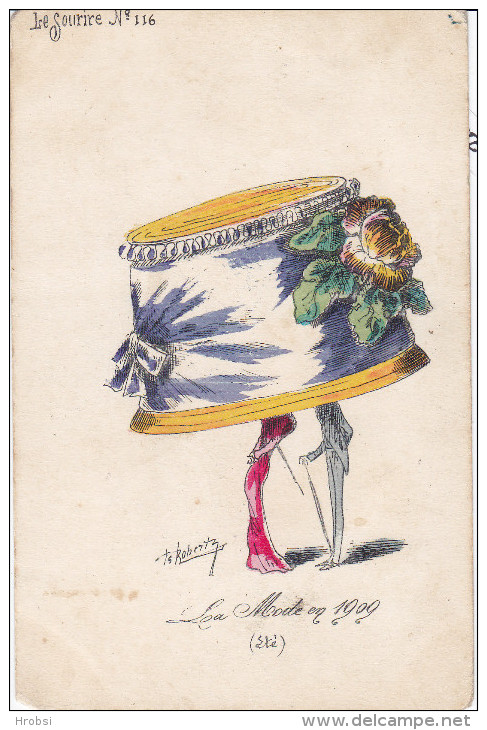 Illustrateur ROBERTY ,la Mode En 1909 ,  Le Sourire N 116, Coin Rogné - Robert