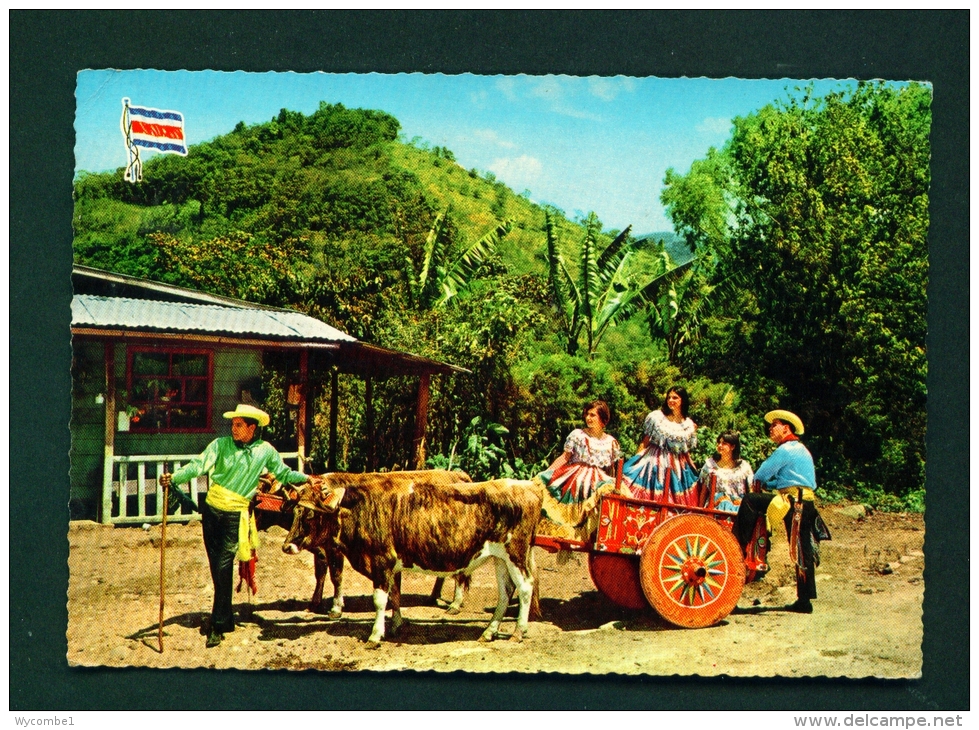 COSTA RICA  -  Family With Oxcart  Used Postcard As Scans - Costa Rica