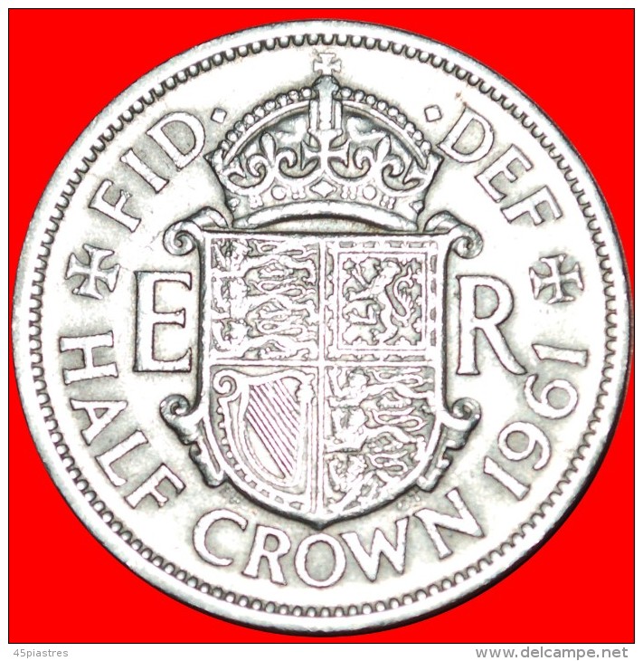 &#9733;COAT OF ARMS: UNITED KINGDOM&#9733; HALF CROWN 1961! LOW START &#9733;NO RESERVE! - K. 1/2 Crown