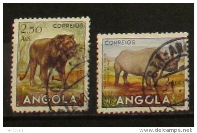 Angola 1953 Animals Lion And Rhino Used - Angola