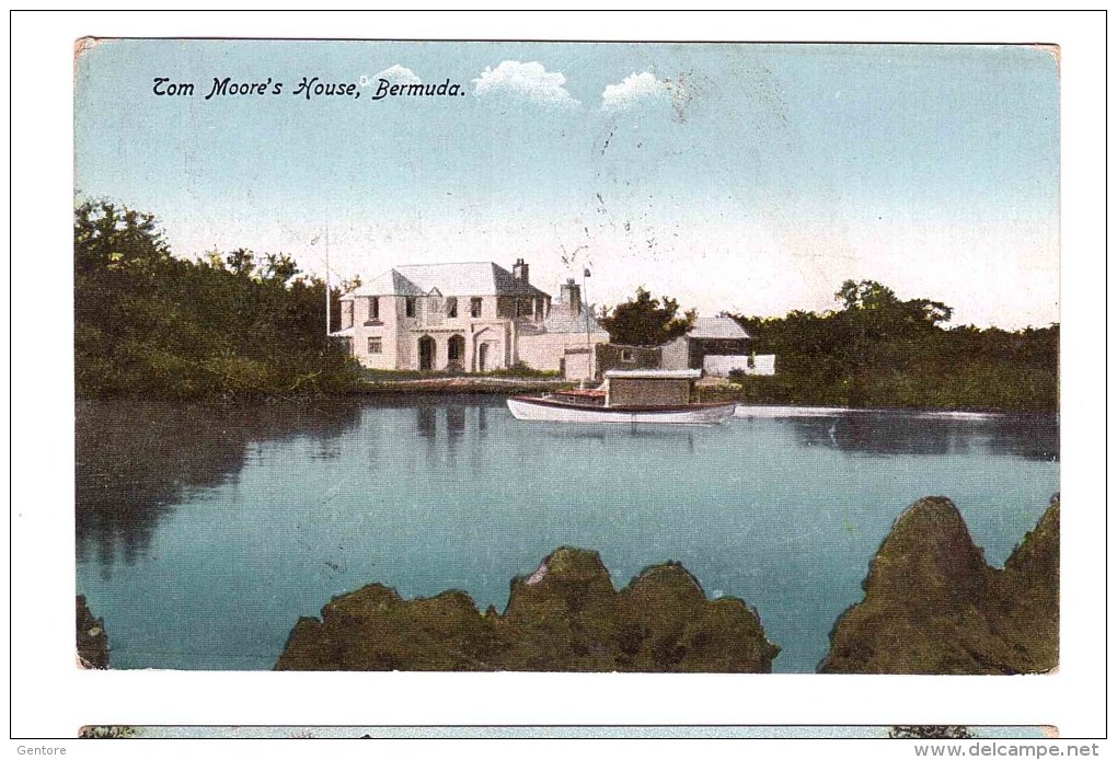 BERMUDA TOM MOORE's HOUSE Very Fine Used Post Card  To Rome 11-4-1924 - World