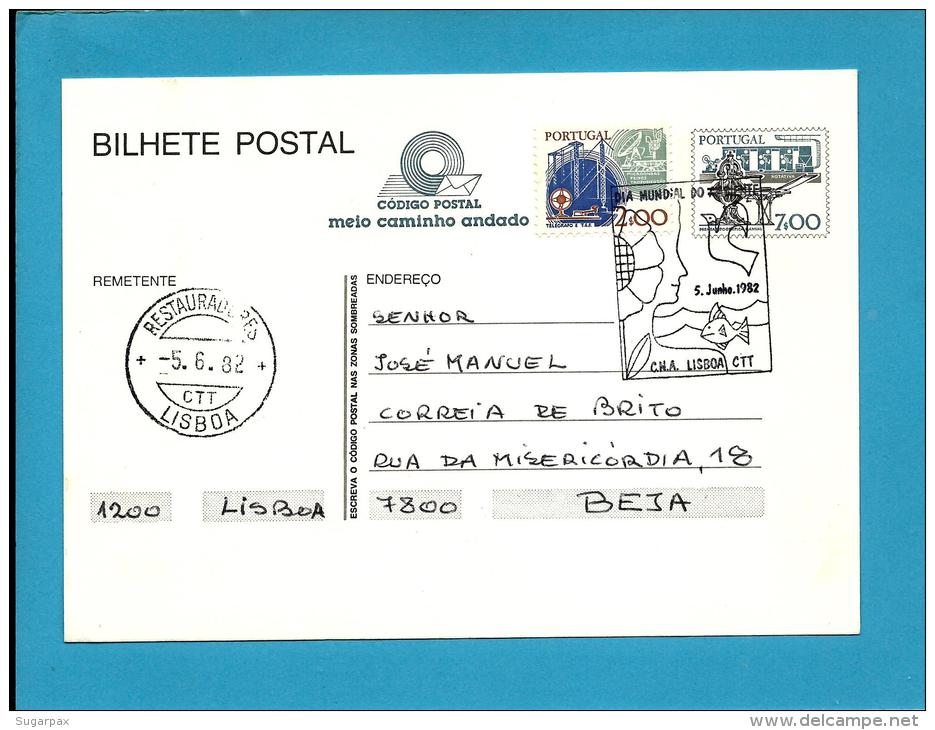 LISBOA - RESTAURADORES - 05.06.1982 - Dia Mundial Do Ambiente - Postmark Stationery Card - Portugal - 2 Scans - Postal Stationery