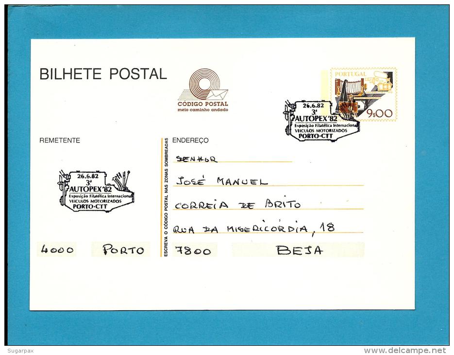 PORTO - 26.06.1982 - AUTOPEX´ 82 - Veículos Motorizados - Postmark Stationery Card - Portugal - Postal Stationery