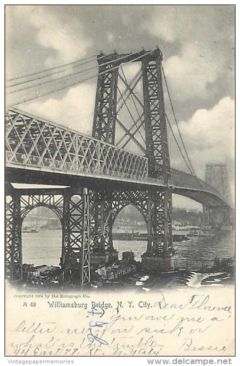 235223-New York City, Williamsburg Bridge, Rotograph 1904 No A 48 - Brücken Und Tunnel