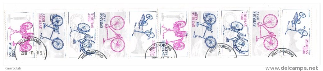 STRIP Of 10  BICYCLE Stamps - 2011 -  Sweden/Sverige - Blokken & Velletjes