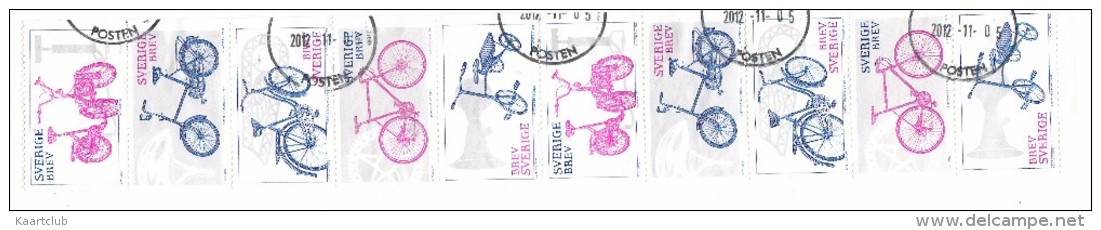 STRIP Of 10  BICYCLE Stamps - 2011 -  Sweden/Sverige - Wielrennen