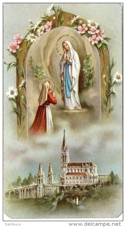 Lourdes - Andachtsbild Mit Heiliger Jungfrau Maria - Rückseite Gebet - Religion & Esotérisme