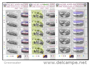 Falkland Islands 2002 20th Anniversary Of Liberation 6v In 3 Sheetlets ** Mnh (26821) - Falklandeilanden