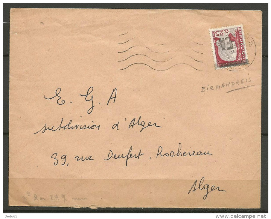 ALGERIE ENVELOPPE VIDE  AVEC  N° 355   OBL ALGER BIRMANDREIS  / ALGER - Algérie (1962-...)