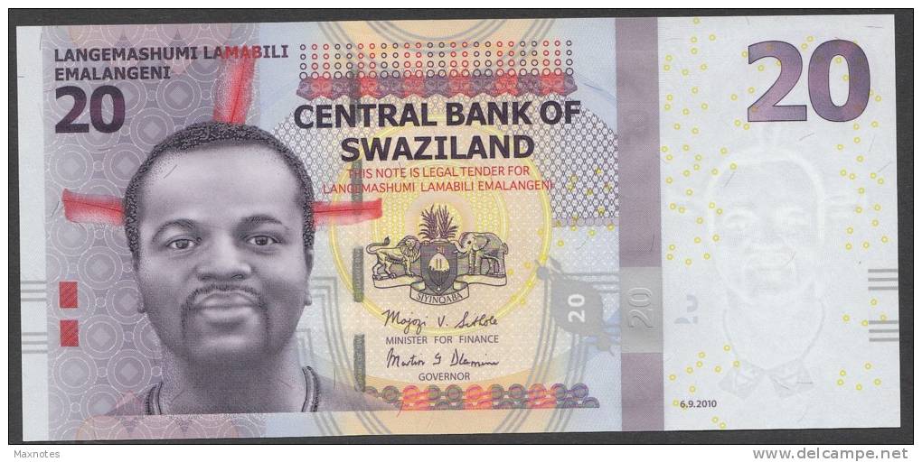 SWAZILAND :  20 Emalageni – 2010 -  UNC - Swasiland