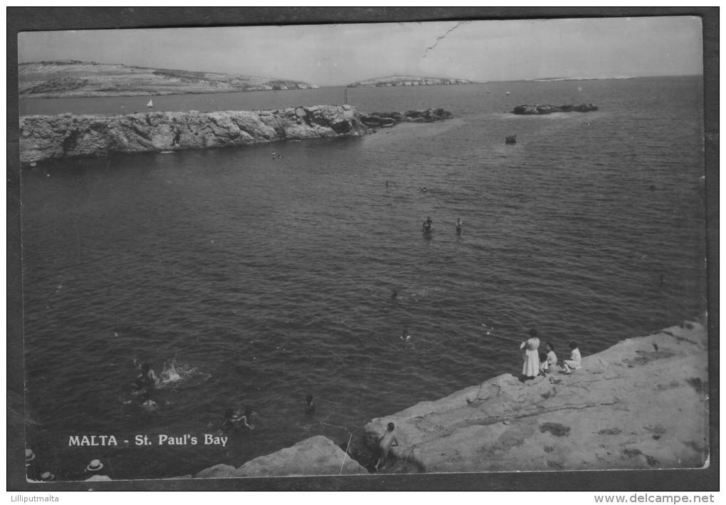 Old Malta Photo Postcard Circa 1930s Showing St. Paul's Bay - Malta