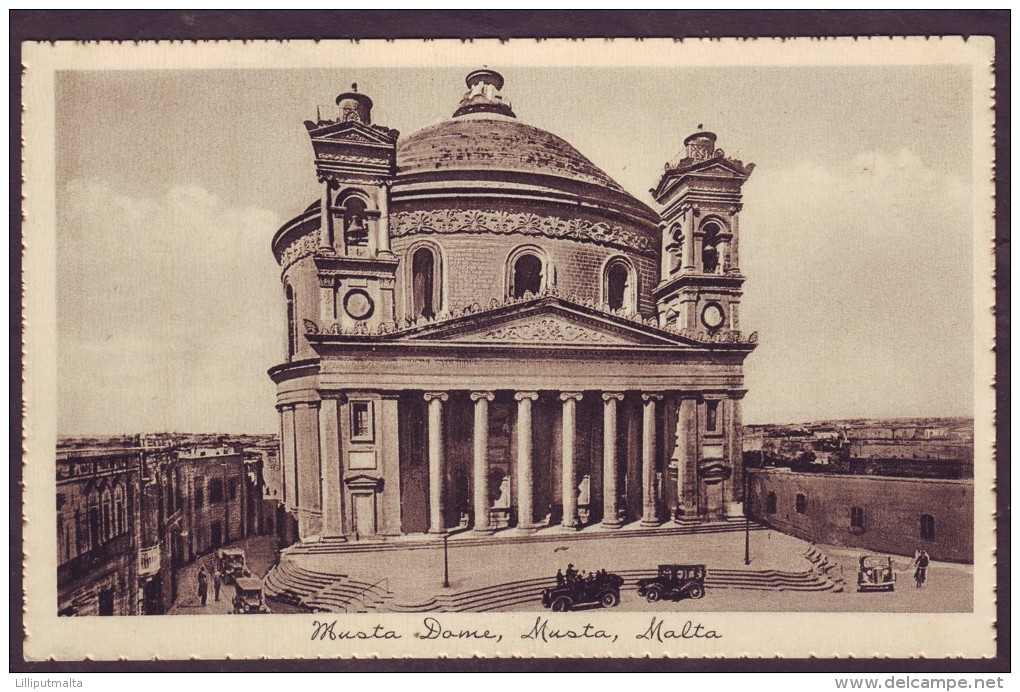 Old Malta Postcard Circa 1930s Showing Musta Dome Mosta - Malta