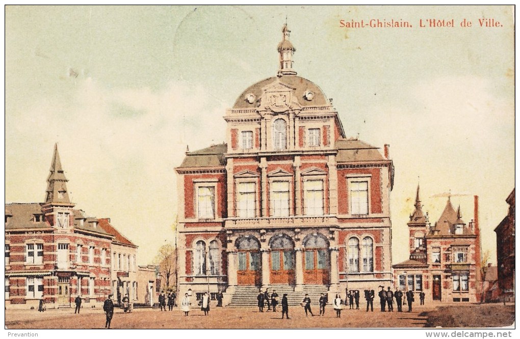 SAINT-GHISLAIN - L'Hôtel De Ville - Superbe Carte Colorée Et Animée - Saint-Ghislain