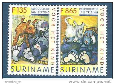 1996 SURINAM Carnet 1405-06** Tableaux, Chiens - Suriname
