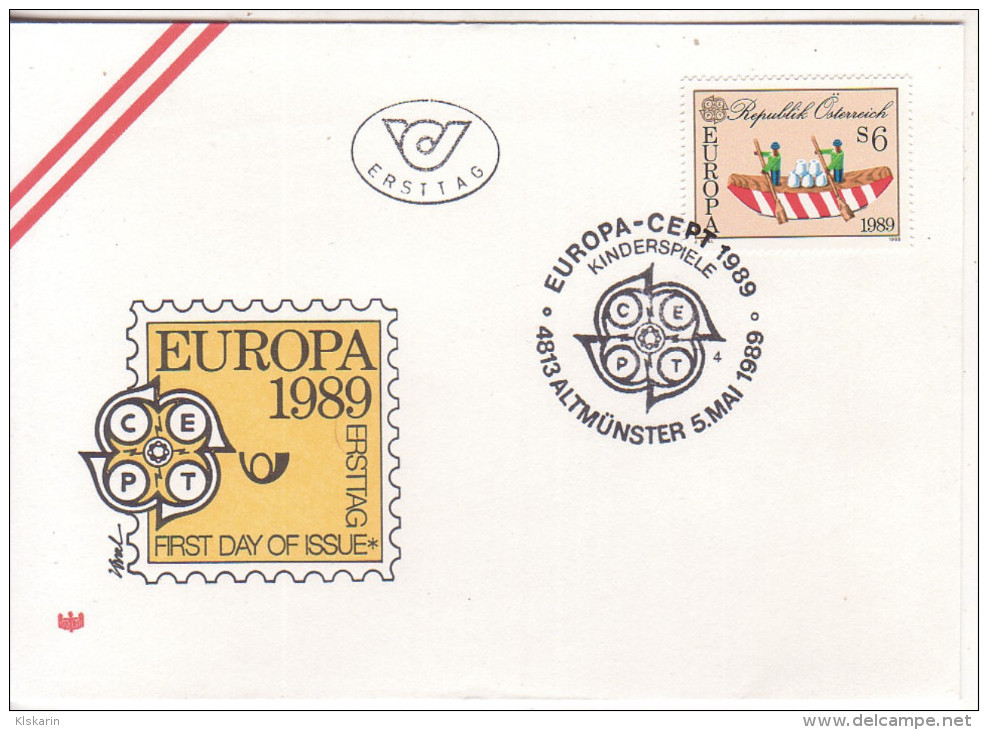 FDC 1989 - Mi 1956 : EUROPA : Kinderspiel , SST 4813 Altmünster - Storia Postale