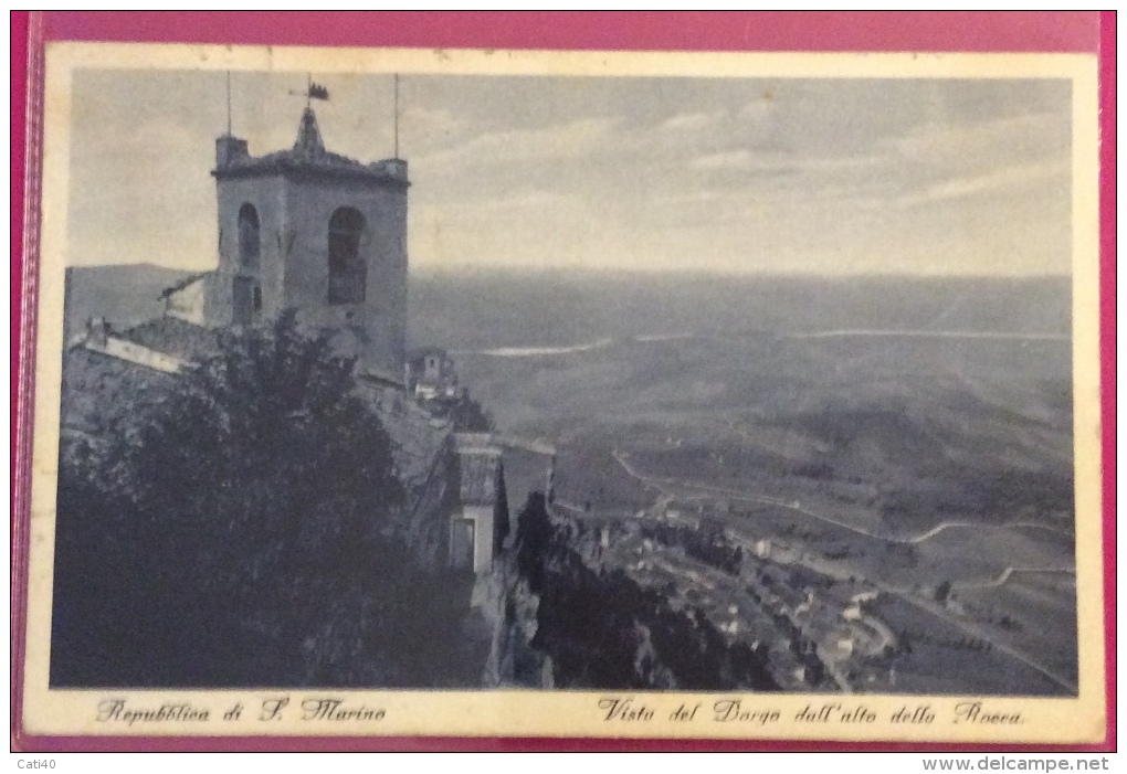 REPUBBLICA DI S.MARINO VISTA DEL BORGO DALL'ALTO DELLA ROCCA - VIAGGIATA CON 20 C. LITTORIALI DA SAVIGLIANO SUL RUBICONE - San Marino