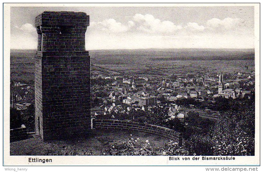 Ettlingen - S/w Blick Von Der Bismarcksäule - Ettlingen