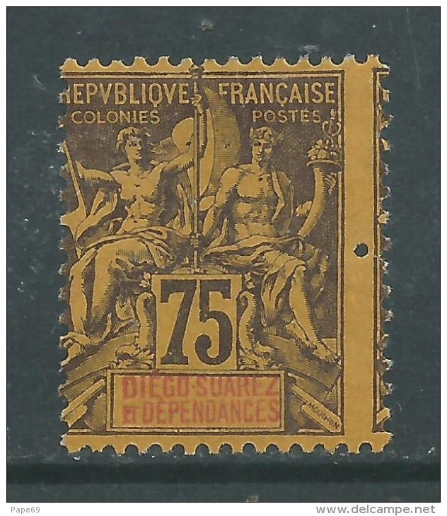 Diégo-Suarez N° 36 X Type Groupe : 75 C. Violet Sur Jaune Petit Piquage à Cheval, Trace De  Charnière Sinon TB - Unused Stamps