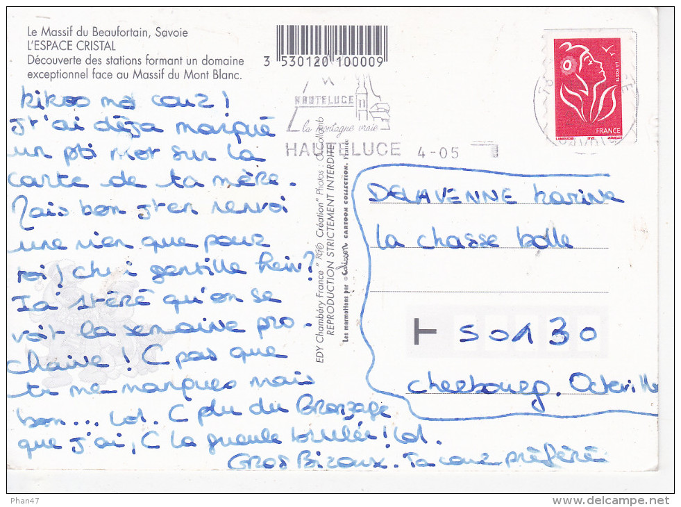 HAUTELUCE (73-Savoie)  Gros Bisous De L' Espace Cristal, Marmottes, Les Saisies, Bisanne, Crest Voland, Le Cernix, 2005 - Autres & Non Classés