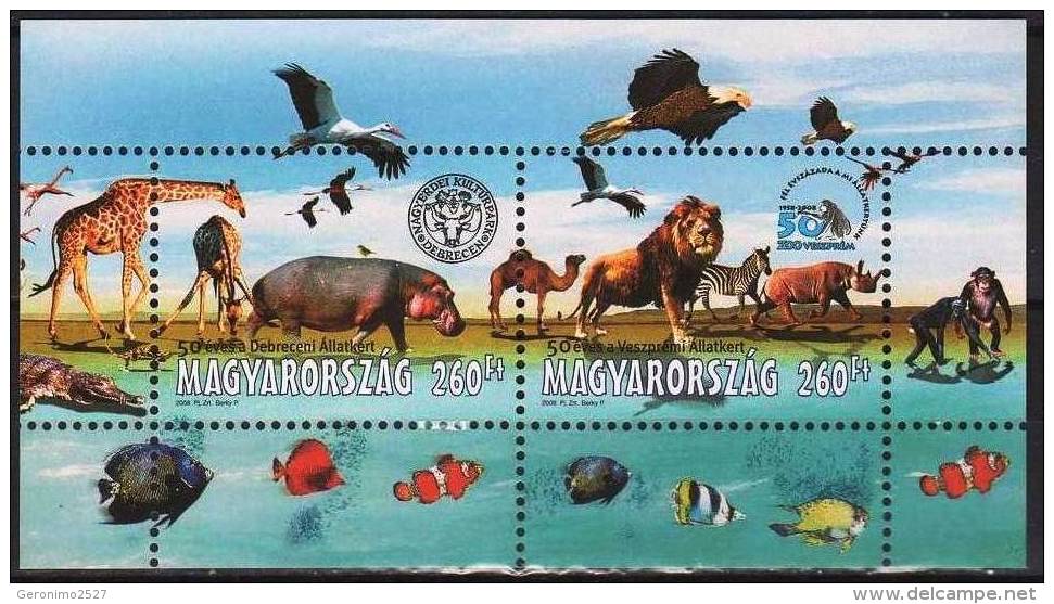 HUNGARY 2008 FAUNA Animals LION GIRAFEE HYPPO EAGLE MONKEY - Fine S/S MNH - Neufs