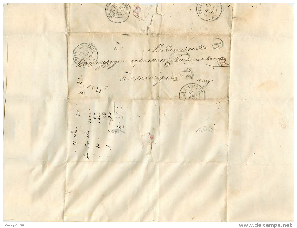 LETTRE Taxée 30 1856  De Labastide De Sérou à Mirepoix  2 Scans - 1849-1876: Période Classique