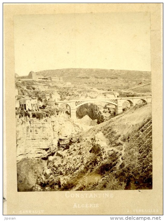 Photo Originale Albuminée C.1880 Algérie Constantine Collège Mixte Et Pont El Kantara Photographe Sarrault Versailles M1 - Afrika