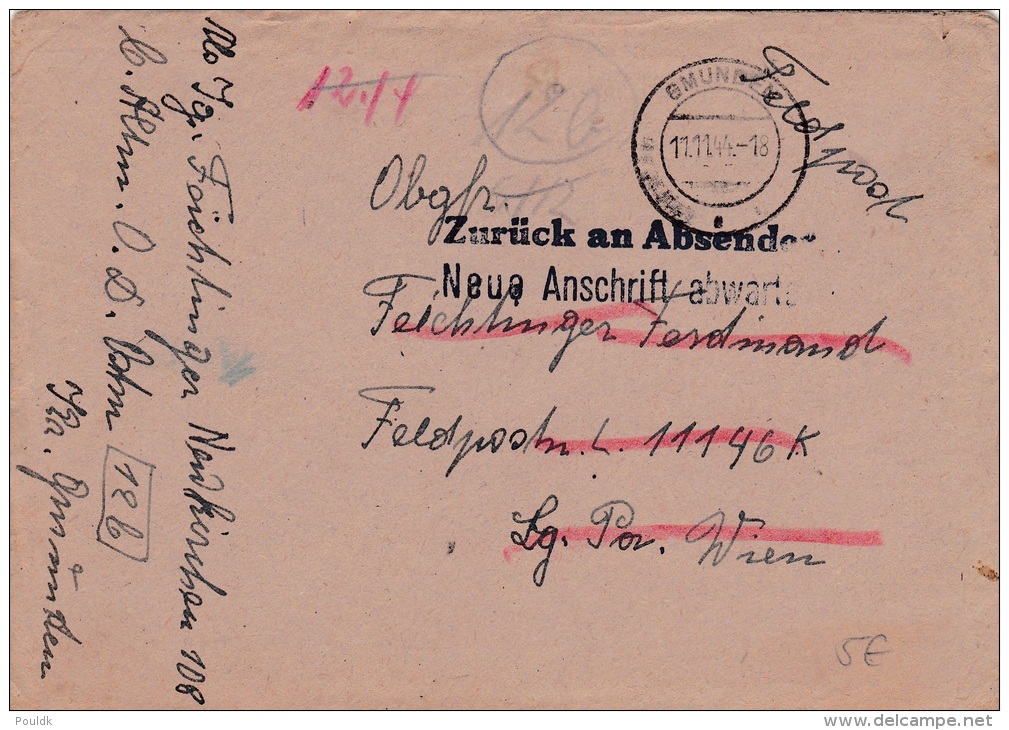 Feldpost WW2: Returned, Wait For New Address - Zurück An Absender, Neue Anschrift Abwarten Originally Adressed To IV. Ab - Militaria