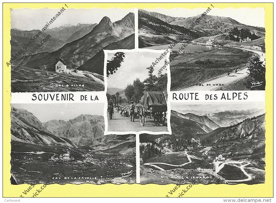 CPA SOUVENIR De La ROUTE Des ALPES Multivues (col Allos, Vars, Cayolle, Izoard) - Autres & Non Classés