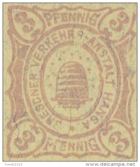 Allemagne 1890. Poste Privée Hansa, De Dresde. Curiosité, Manques De Couleur Au-dessus Et à Droite De La Ruche - Abeilles