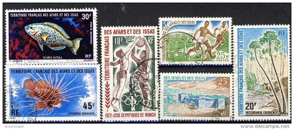Afars Et Issas Petit Lot De 6 Timbres Usati Catalogo € 13,60 - Used Stamps