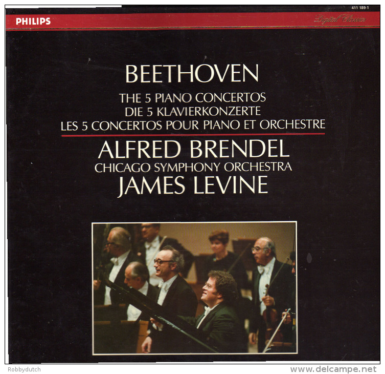 * 4LP Box *  BEETHOVEN: THE 5 PIANO CONCERTOS - BRENDEL / LEVINE / CHICAGO SYMPHONIE ORCHESTRA - Klassiekers