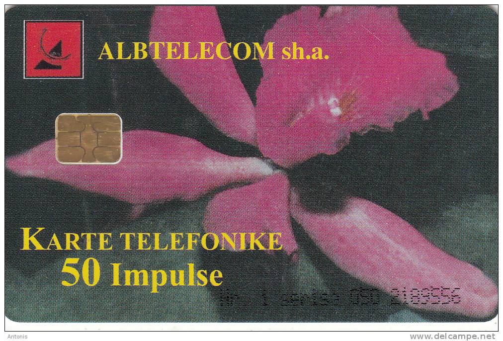 ALBANIA - Flower, Albtelecom Telecard 50 Units, 08/99, Used - Albania