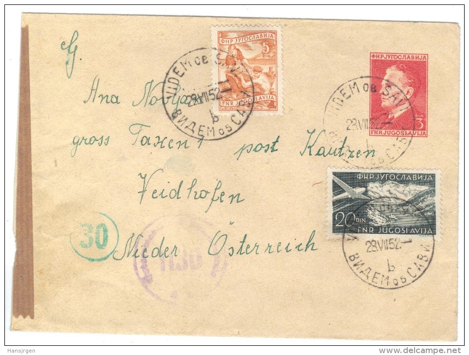 XIO274/75 JUGOSLAWIEN 1952 BRIEF  Mit Zensurstempel Siehe ABBILDUNG - Storia Postale