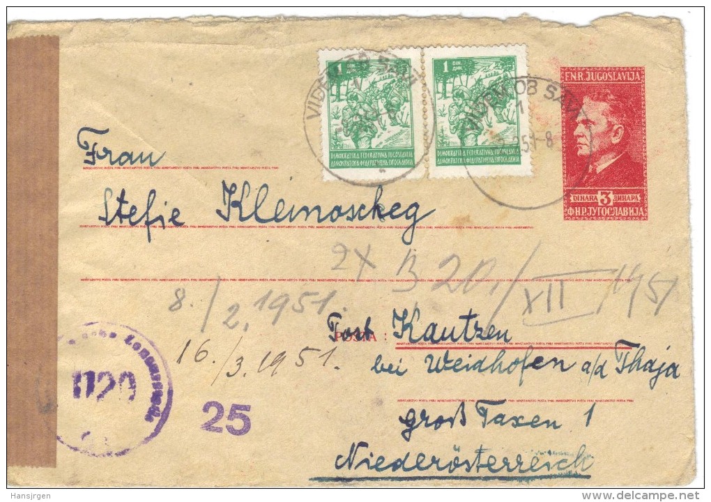 XIO276/77 JUGOSLAWIEN 1951 BRIEF  Mit Zensurstempel Siehe ABBILDUNG - Covers & Documents