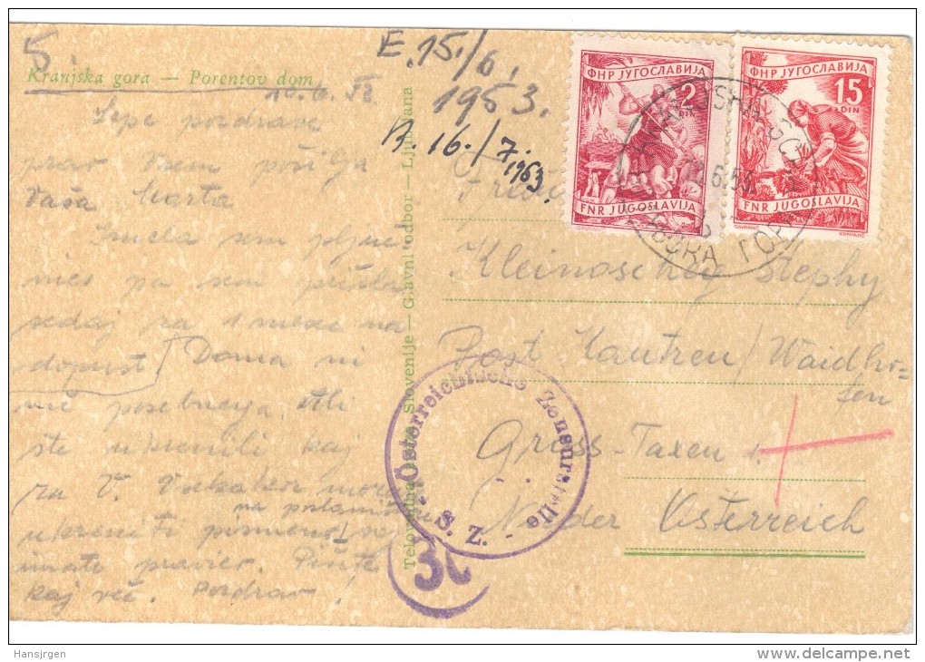 XIO296/97  JUGOSLAWIEN 1953 POSTKARTE Mit Zensurstempel Siehe ABBILDUNG - Brieven En Documenten