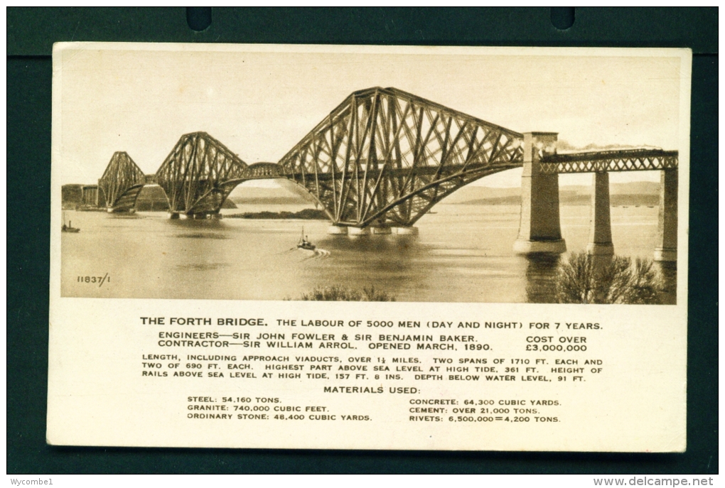SCOTLAND  -  Forth Bridge  Used Vintage Postcard As Scans - Fife