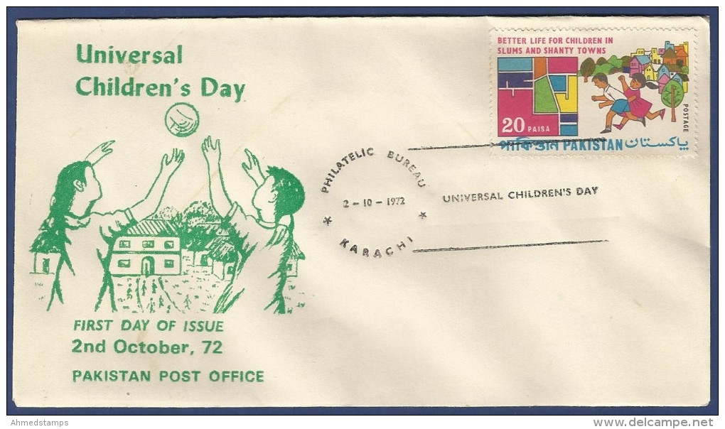 PAKISTAN MNH 1972 SG 339 FIRST DAY COVER FDC UNIVERSAL CHILDREN´S DAY - Pakistan