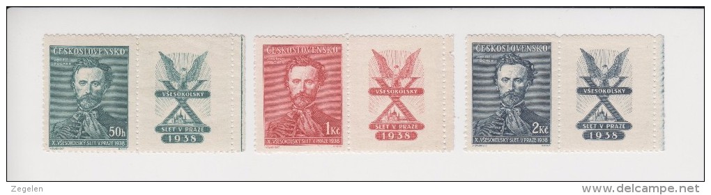 Tsjechoslowakije Michel-cataloog 395/397Zf **(395=*) - Unused Stamps