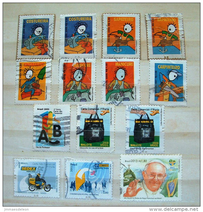 Brazil 2005 - 2013 Sewing Shoemaker Postal Services Education Motorcycle Pope Francisco - Usati