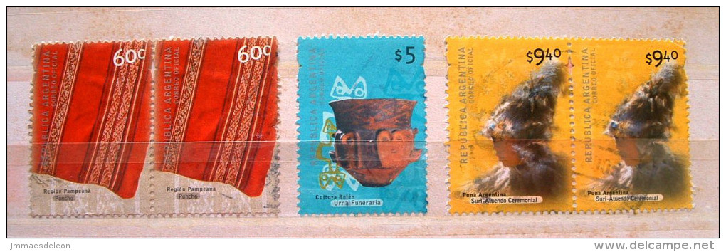 Argentina 2000 - Archaeology Handicraft #2128 + 2133/34 = 50.50 $ - Usados