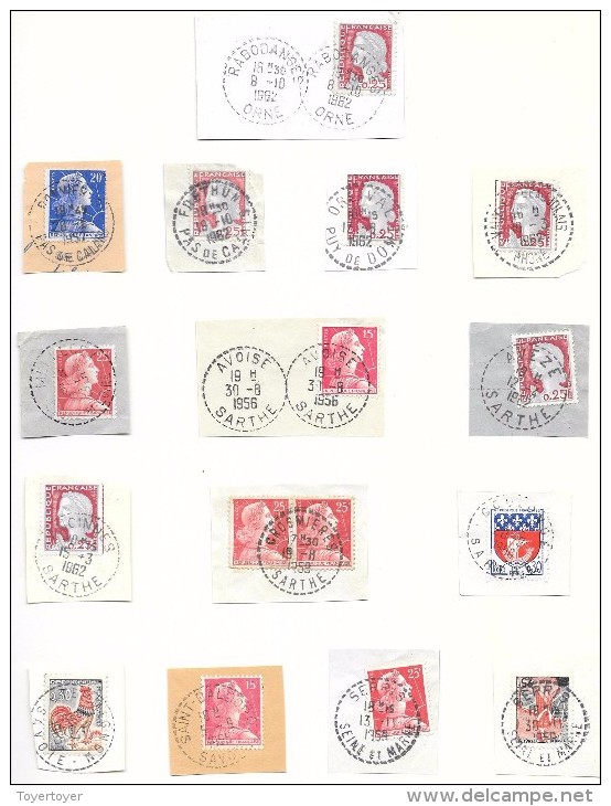 D 46 Oblitérations C à D Type B6-B7 Sur Timbres Des Années 50-60 , 15 Pièces - Autres & Non Classés