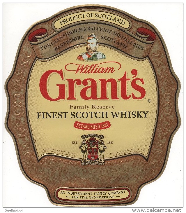 03452 " WILLIAM GRANT'S FAMILY RESERVE FINEST SCOTCH WHISKY" ETICHETTA ORIG. - ORIGINAL LABEL. - Whisky